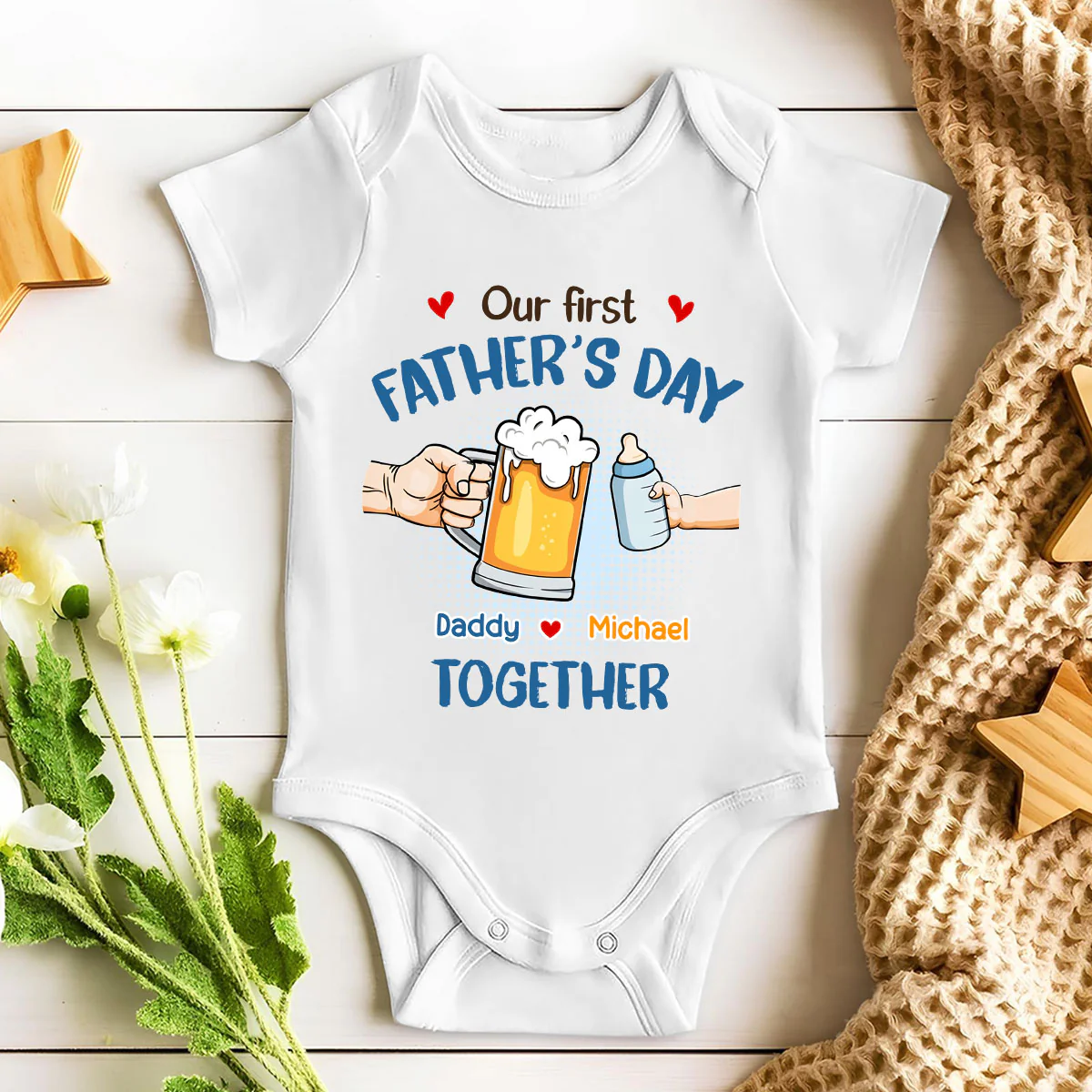 Our First Father Day Cheer - Personalized Custom T-shirt And Onesie - Image 9