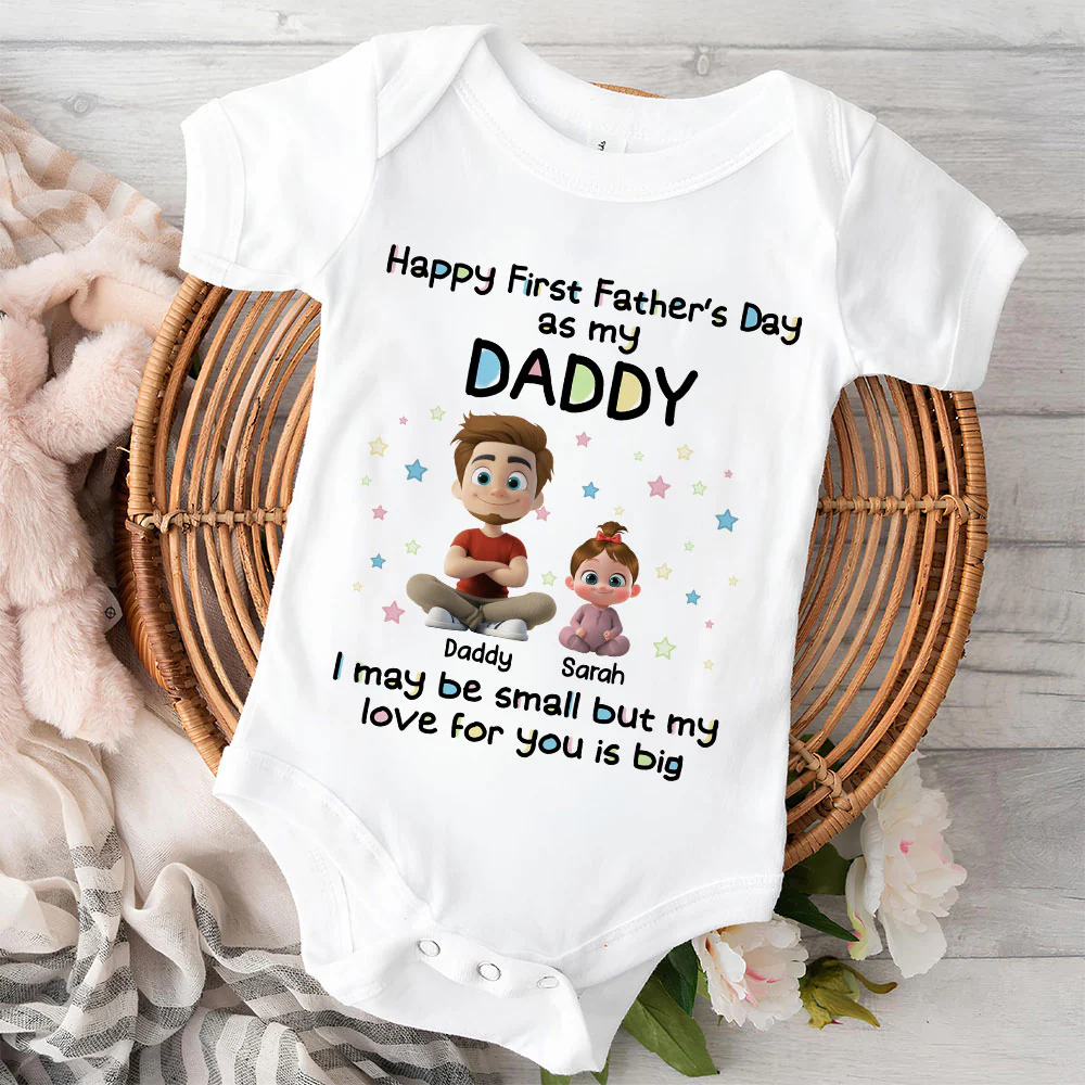 Our First Father Day - Personalized Custom Baby Onesie - Image 2