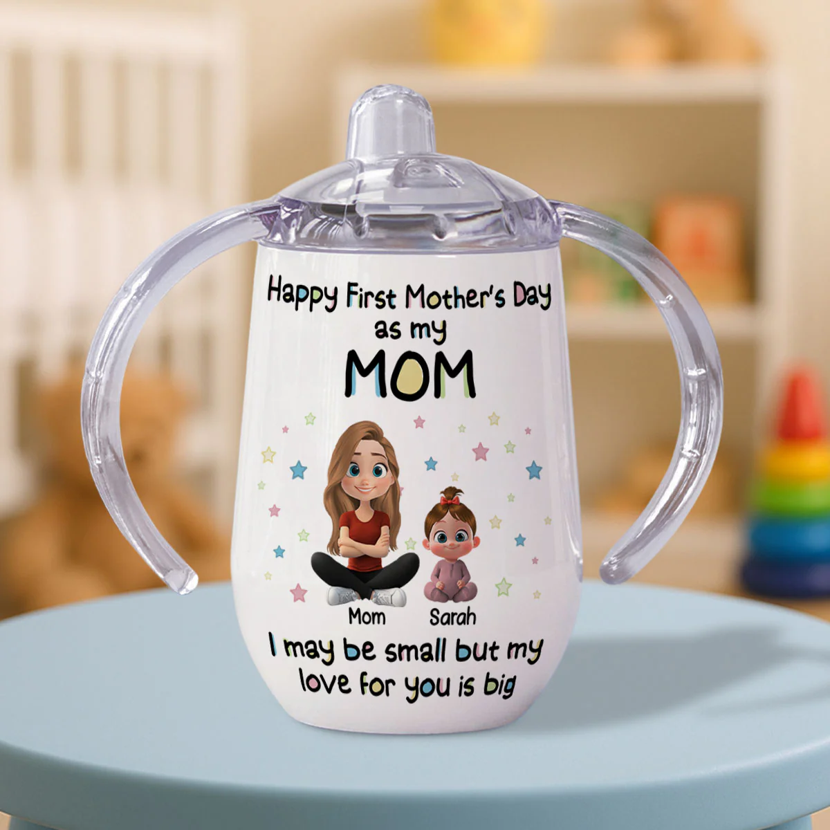 Our First Mother Day - Personalized Custom Sippy Cup With Handles