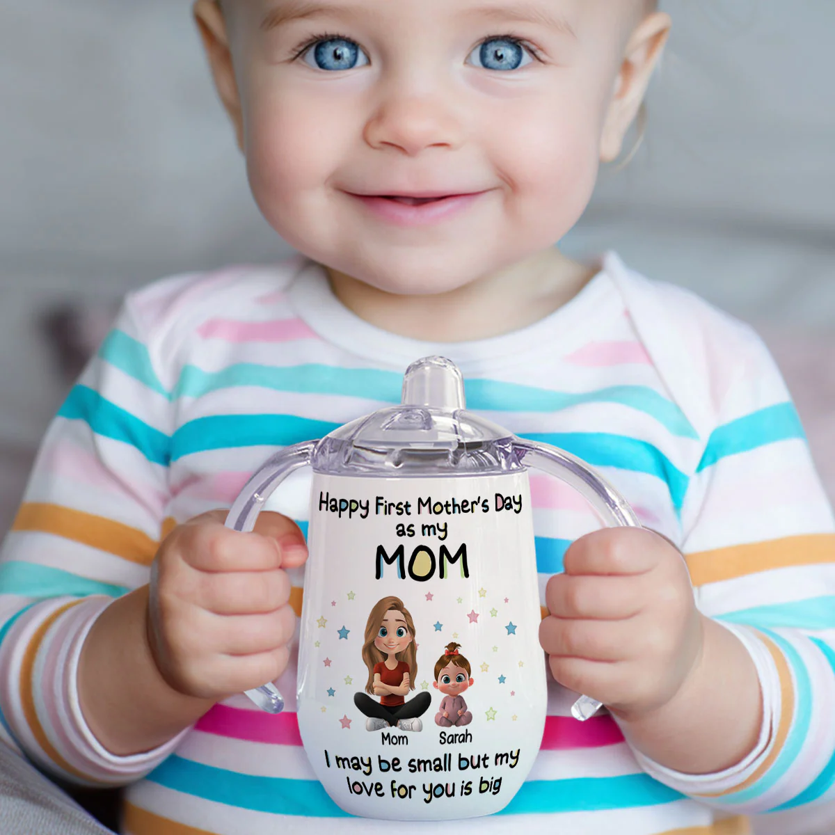Our First Mother Day - Personalized Custom Sippy Cup With Handles - Image 2