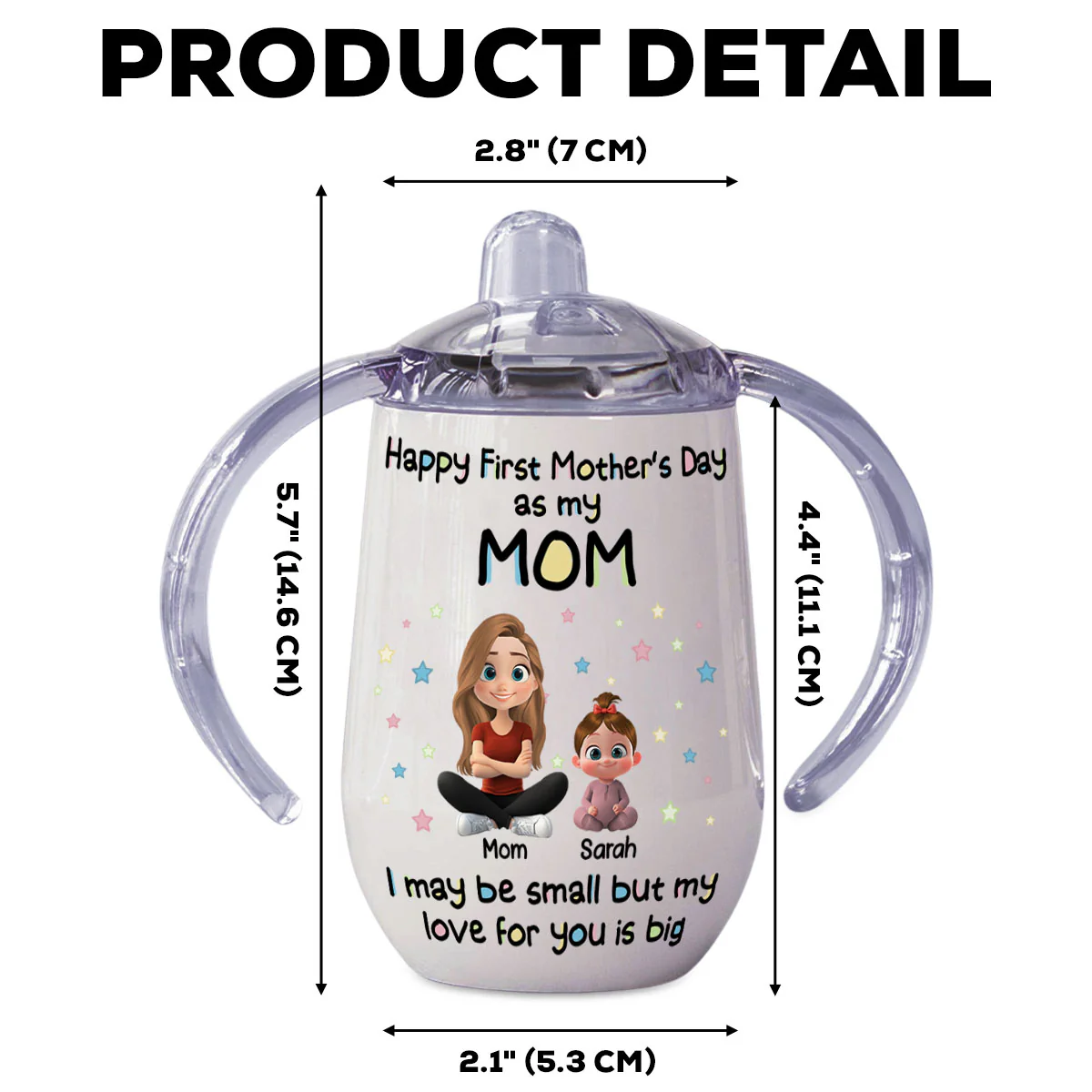 Our First Mother Day - Personalized Custom Sippy Cup With Handles - Image 6