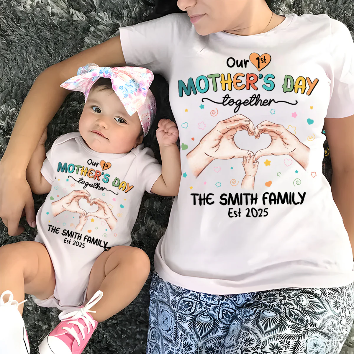 Our First Mother Day Together - Personalized Custom T-shirt And Onesie - Image 2