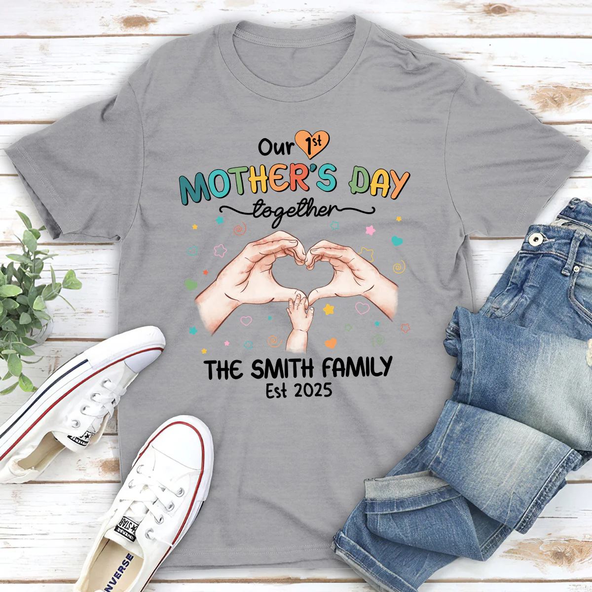 Our First Mother Day Together - Personalized Custom T-shirt And Onesie - Image 4