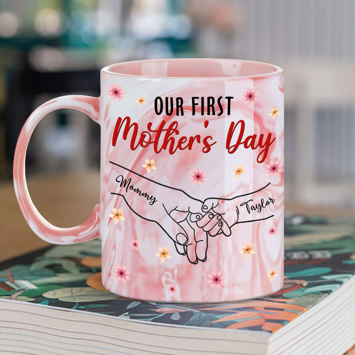 Our First Time - Personalized Custom Pink Marble Mug - Image 2