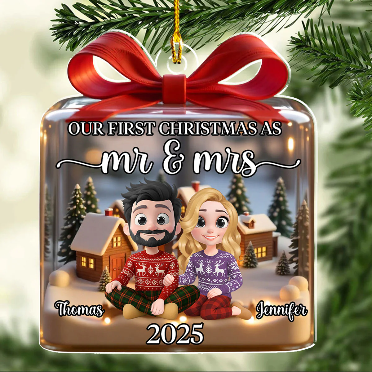 Our First Time Together - Personalized Custom 3D Effect Acrylic Ornament - Image 3
