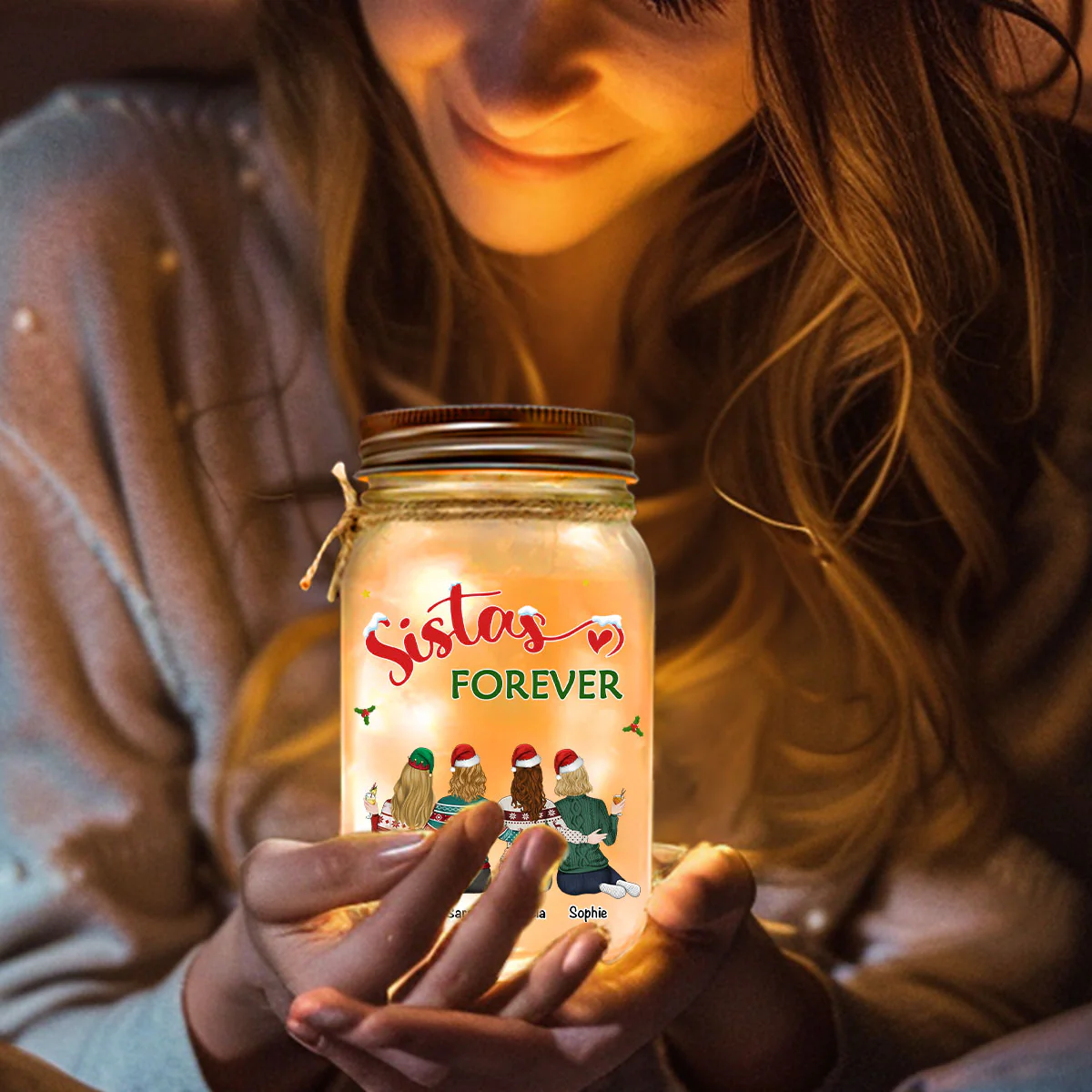 Our Friendship Christmas - Personalized Custom Mason Jar Light - Image 2