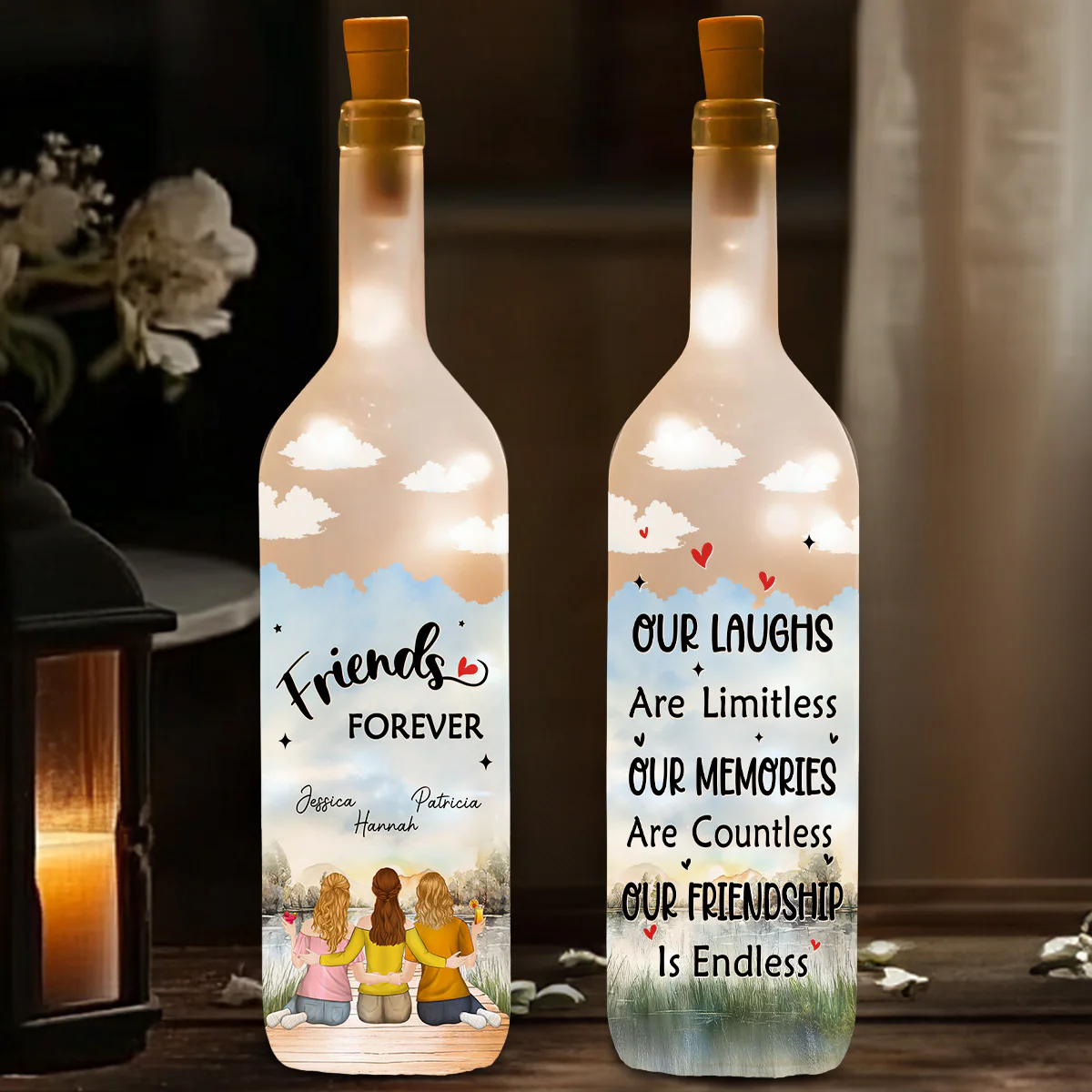Our Friendship Is Endless - Personalized Custom Bottle Lamp - Image 2