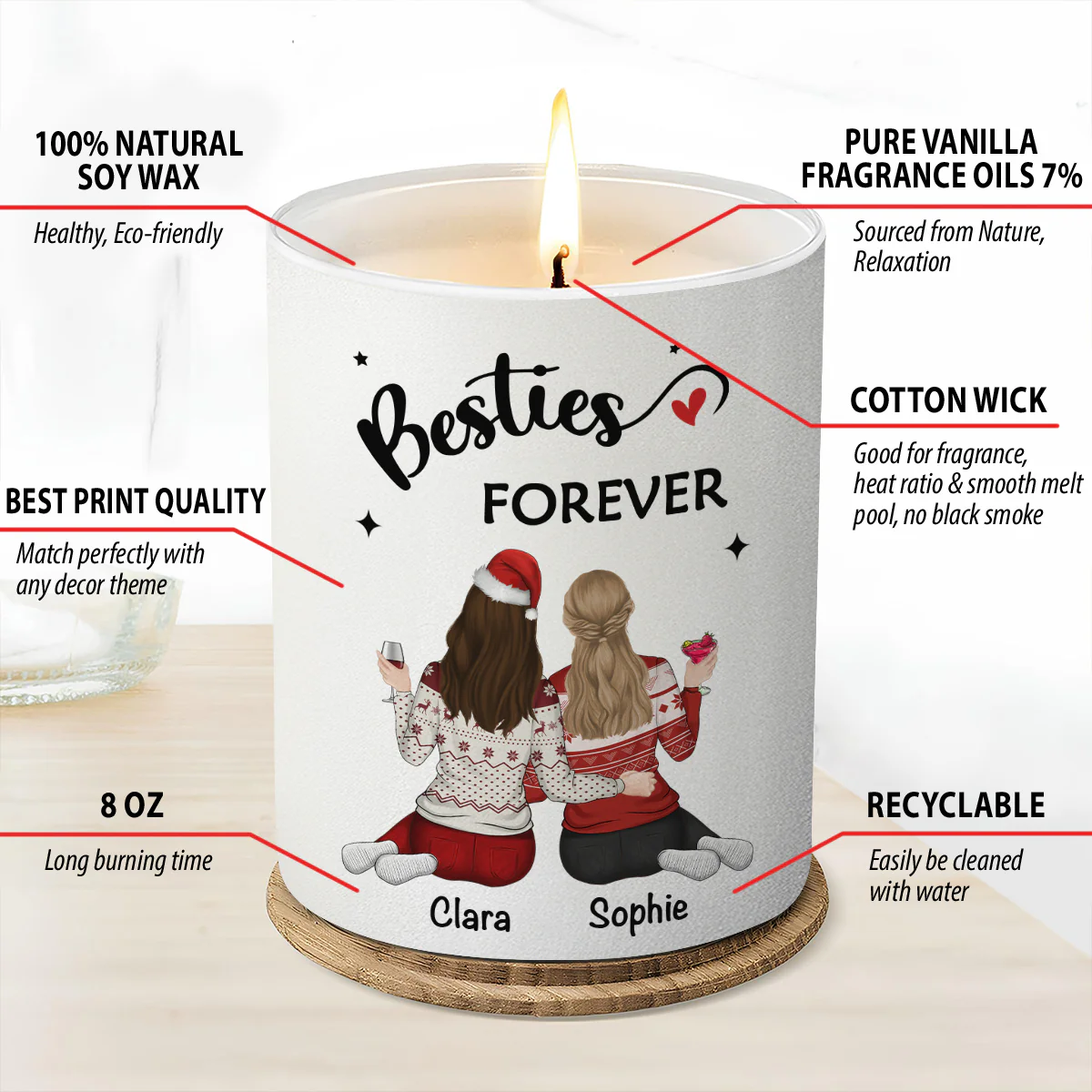 Our Friendship Is Endless - Personalized Custom Candle - Image 7