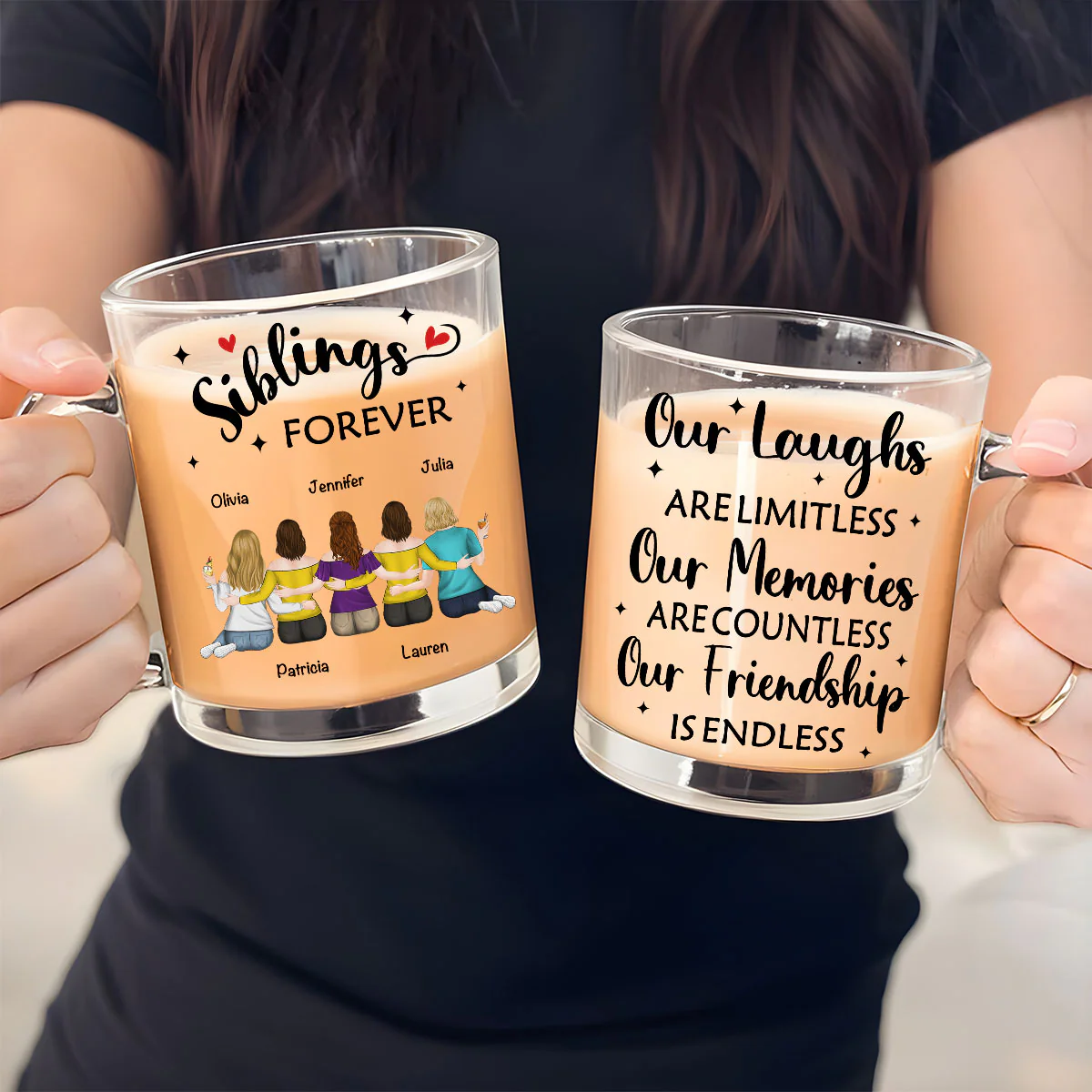 Our Friendship Is Endless - Personalized Custom Glass Mug - Image 4