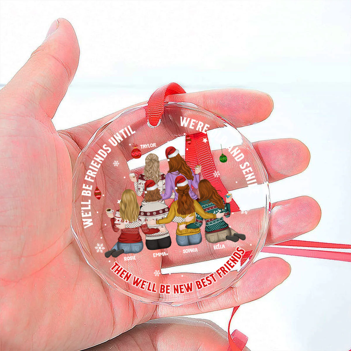 Our Friendship Is Endless - Personalized Custom Glass Ornament - Image 5