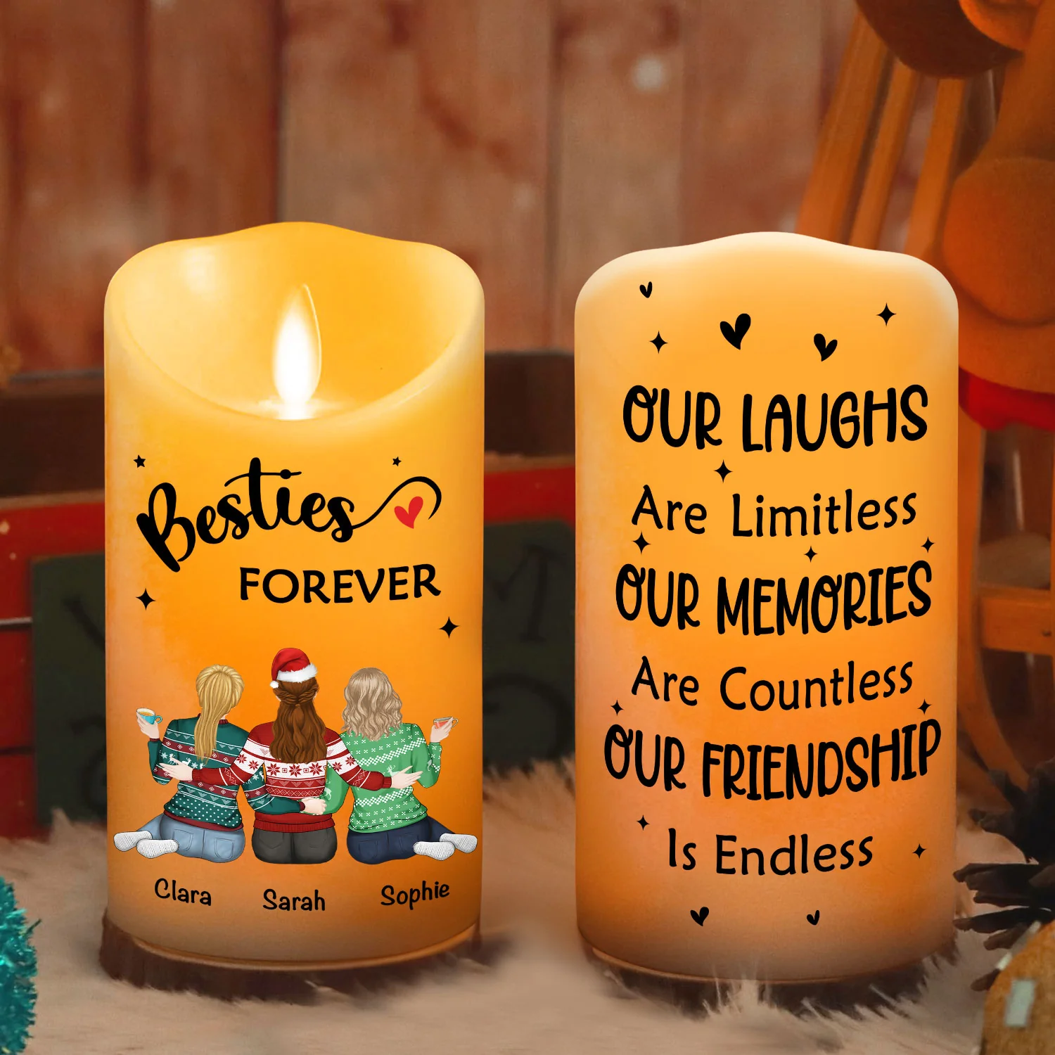 Our Friendship Is Endless - Personalized Custom LED Candle - Image 2