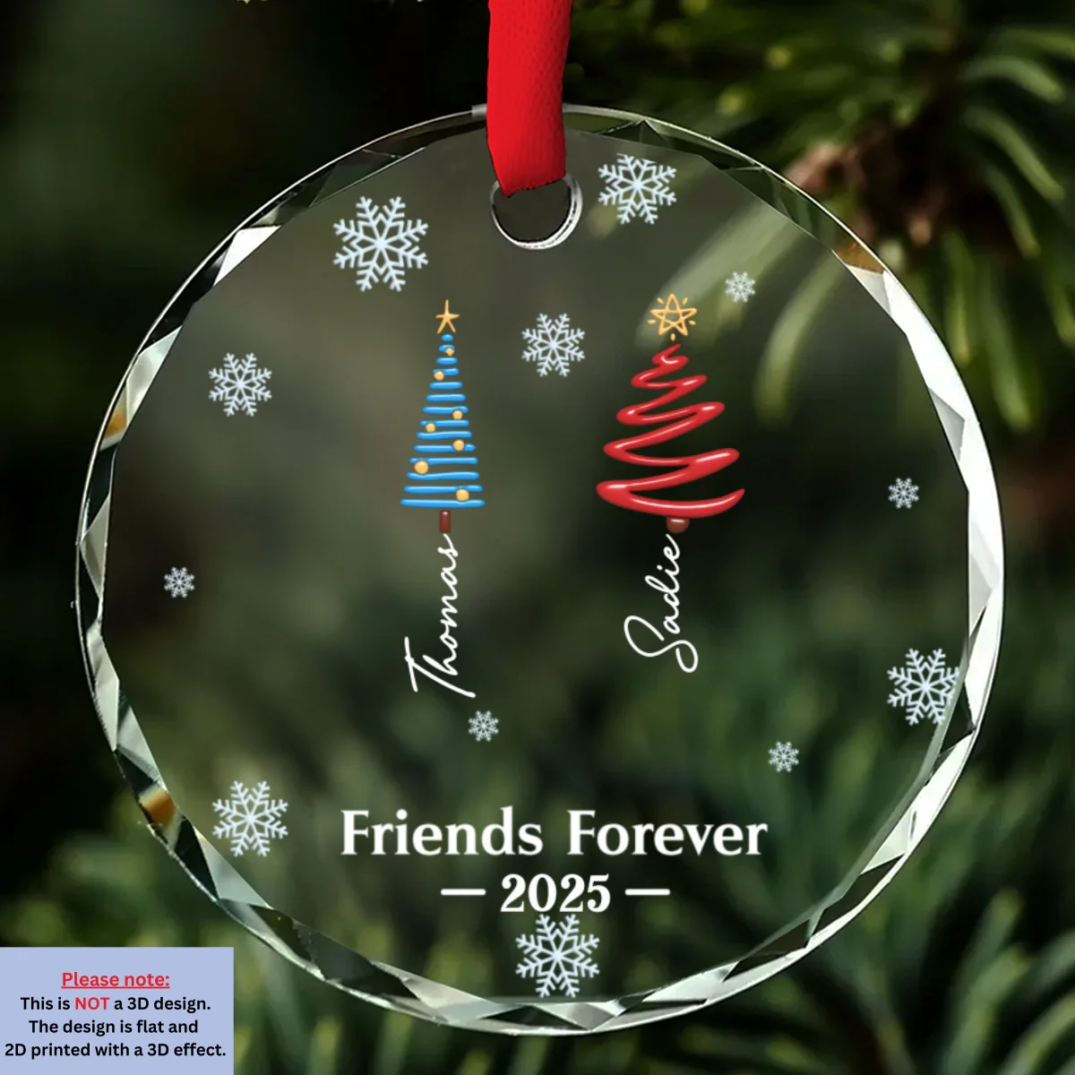 Our Friendship Is Forever - Personalized Custom Glass Ornament - Image 7