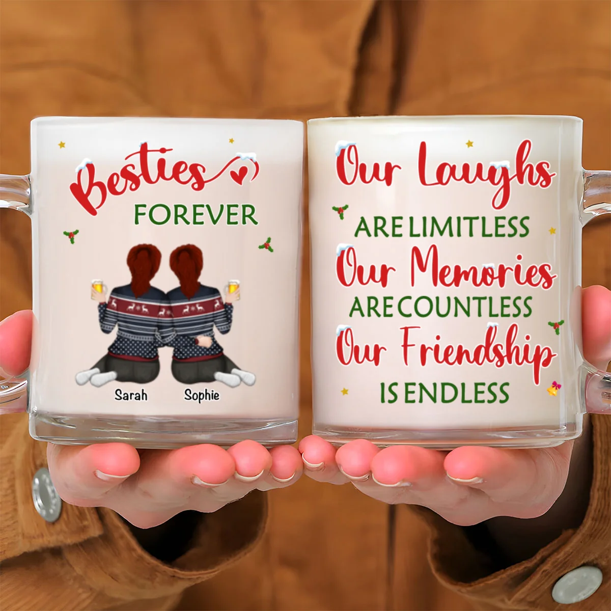 Our Friendship - Personalized Custom Glass Mug - Image 6