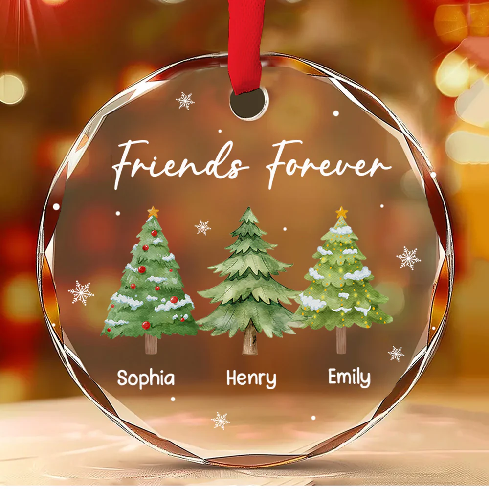 Our Friendship Sparkles Every Christmas - Personalized Custom Glass Ornament - Image 2