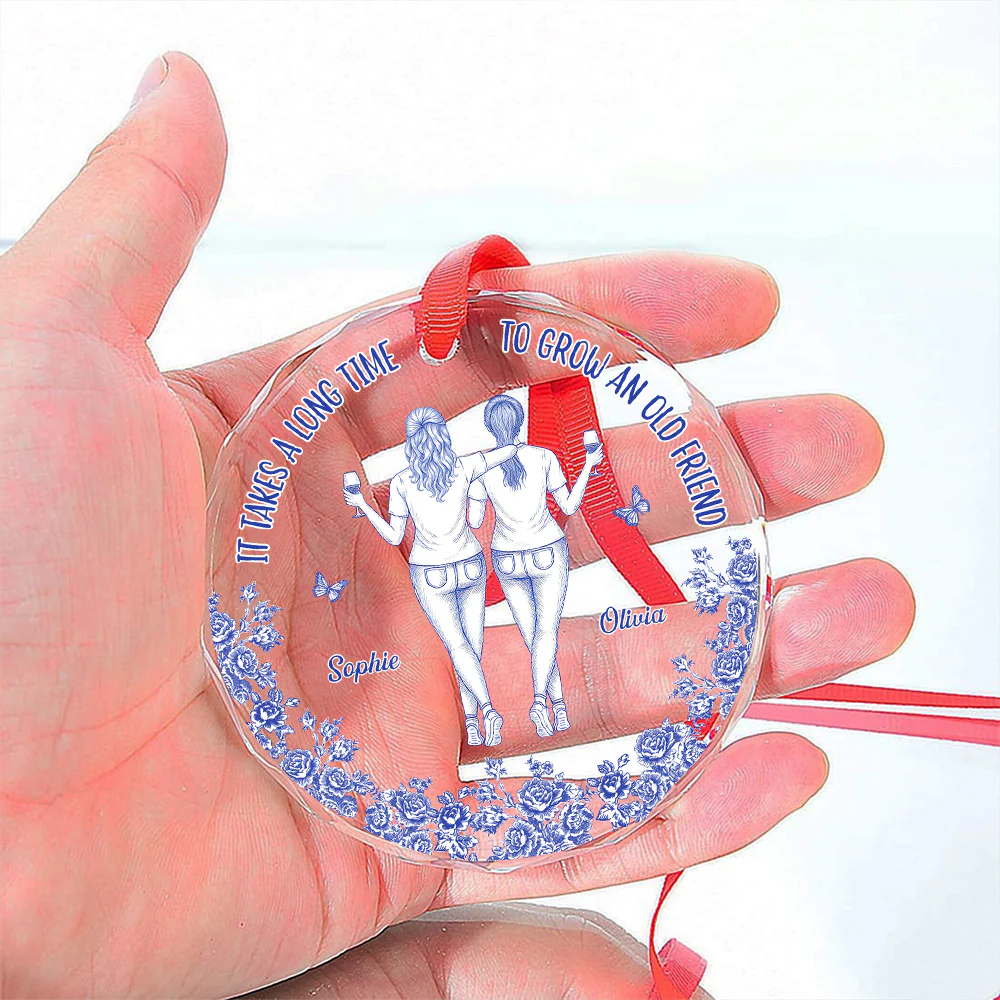 Our Friendship Take Time To Grow  - Personalized Custom Glass Ornament - Image 5