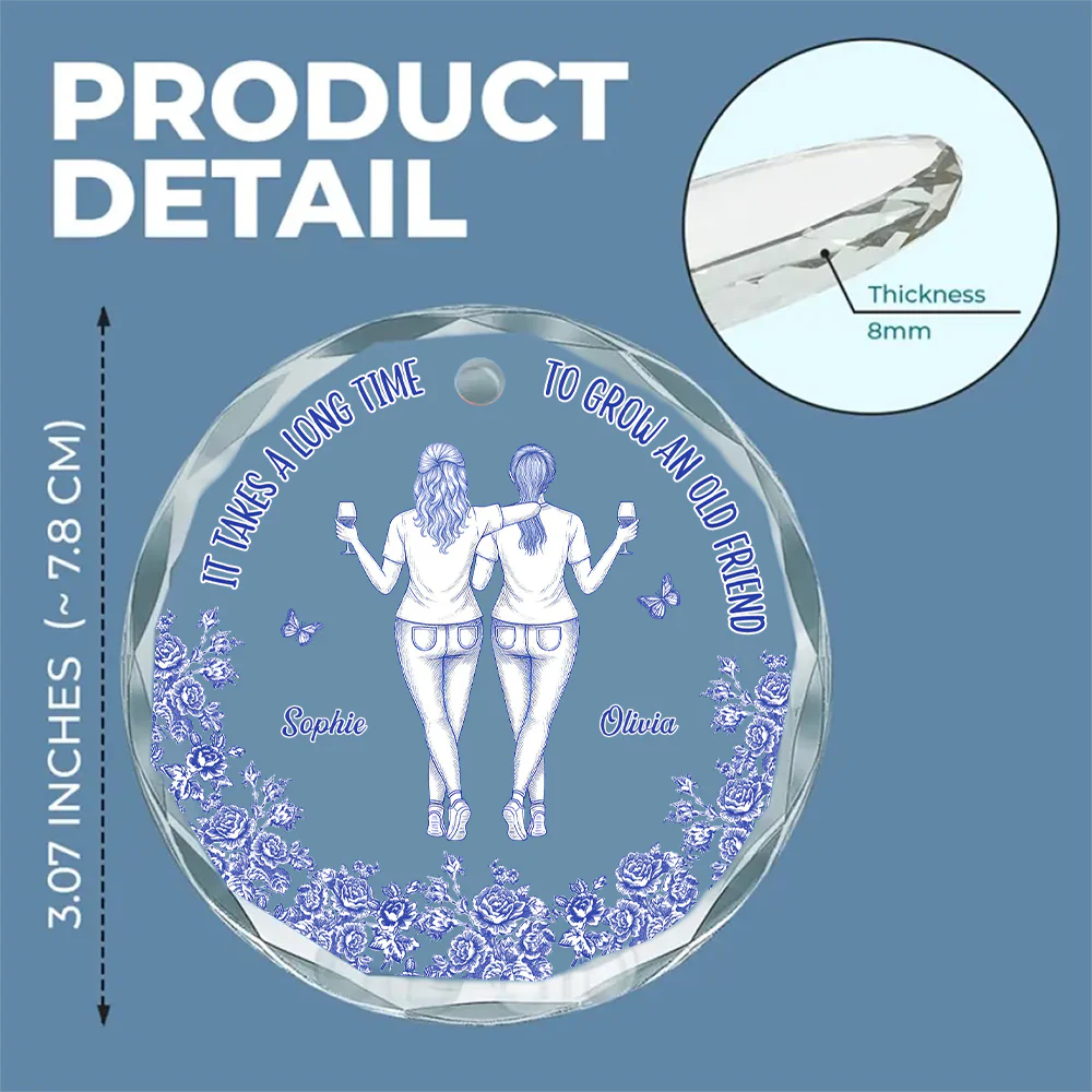 Our Friendship Take Time To Grow  - Personalized Custom Glass Ornament - Image 6
