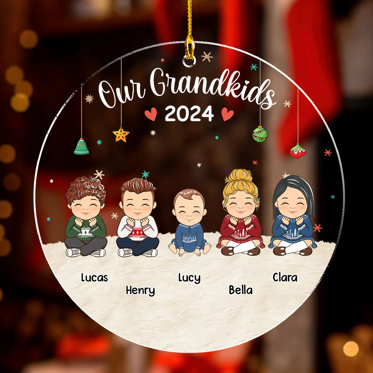 Our Grandkids Christmas - Personalized Custom Acrylic Ornament - Image 3