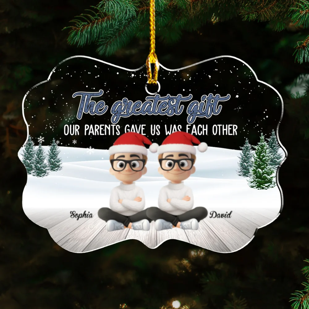 Our Greatest Gift Cartoon - Personalized Custom Acrylic Ornament - Image 6