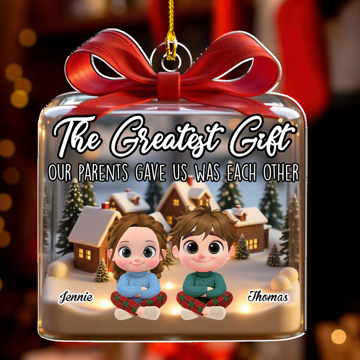 Our Greatest Gift Forever Cartoon - Personalized Custom Acrylic Ornament - Image 4