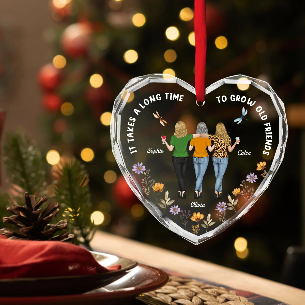 Our Hearts Are Very Old Friends - Personalized Custom Glass Ornament - Image 3