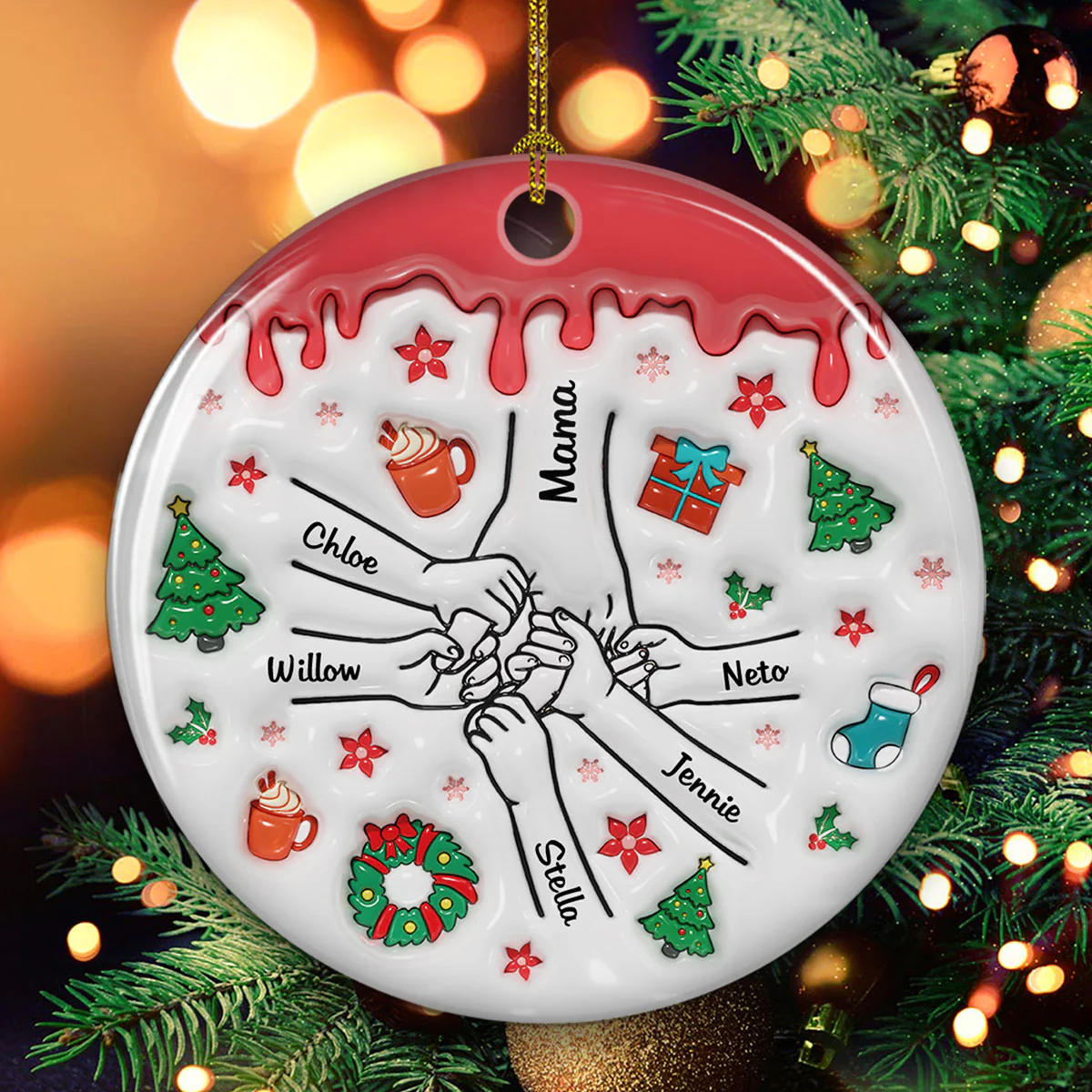 Our Hearts Are Your - Personalized Custom 3D Inflated Effect Ceramic Ornament - Image 3
