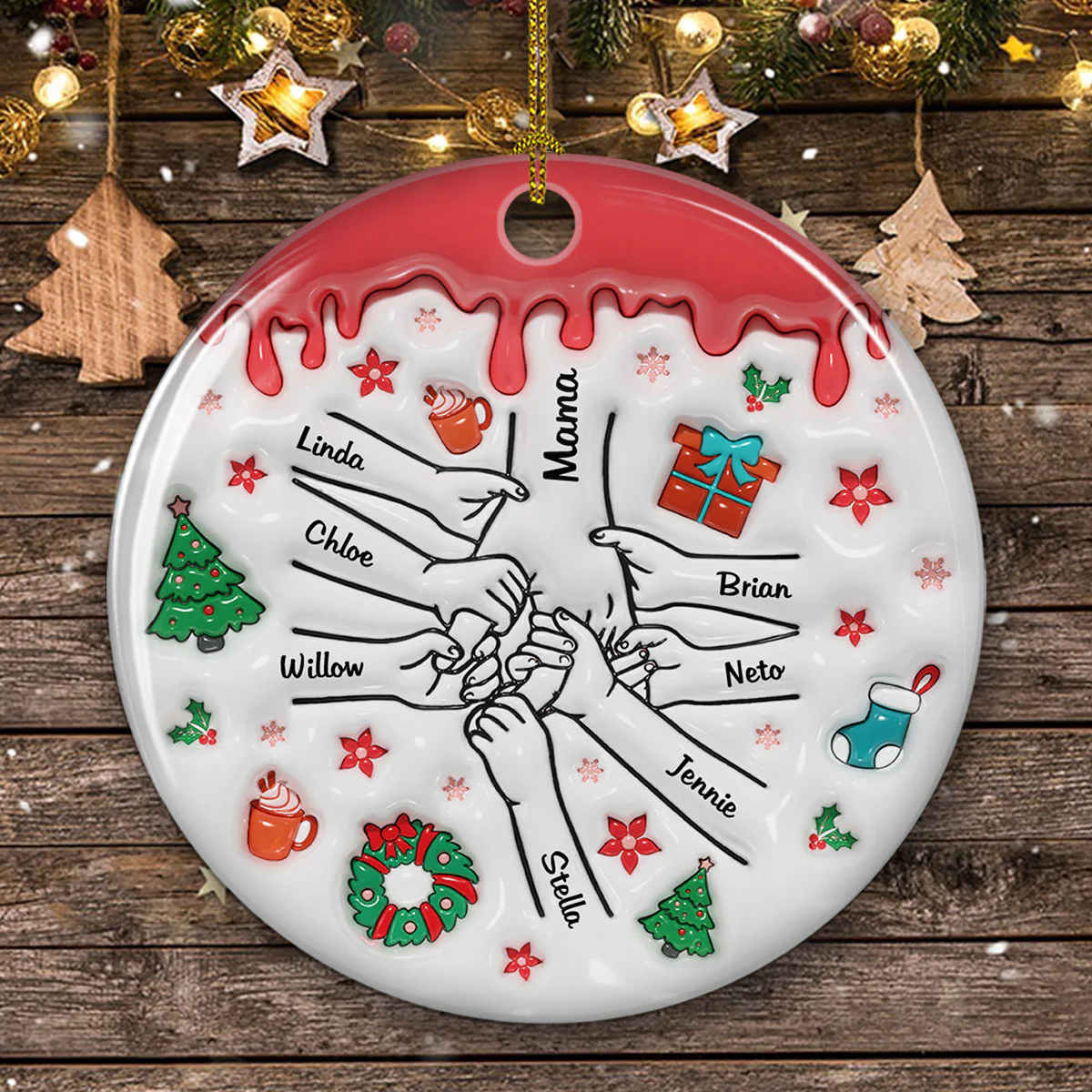 Our Hearts Are Your - Personalized Custom 3D Inflated Effect Ceramic Ornament - Image 4