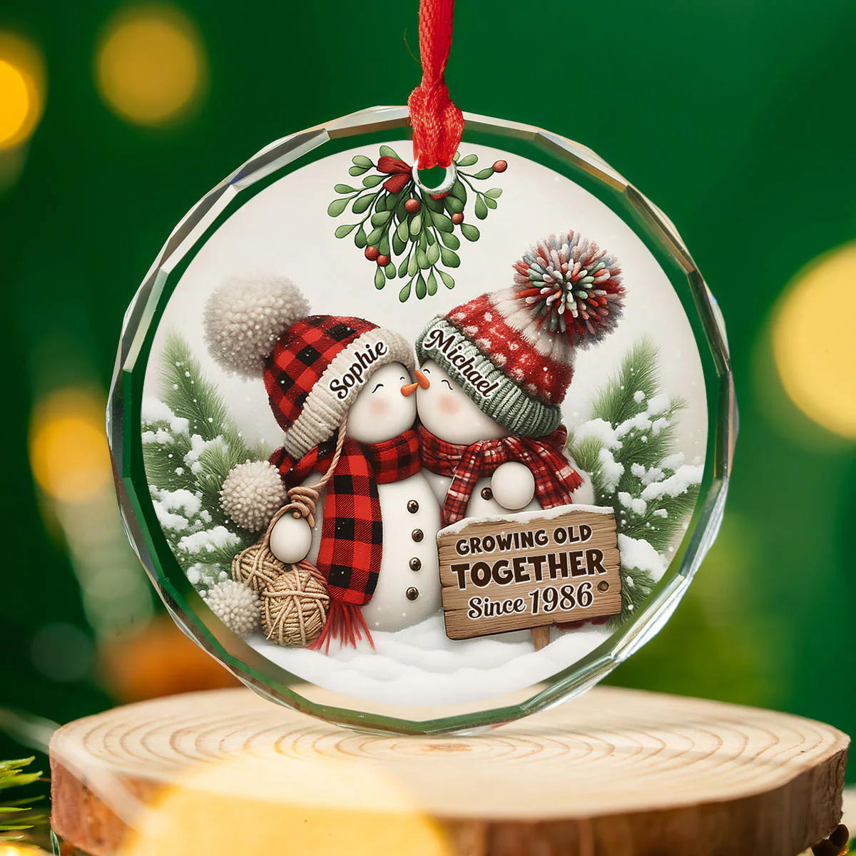 Our Holiday Romance - Personalized Custom Glass Ornament - Image 3