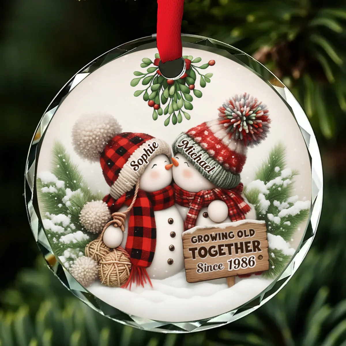 Our Holiday Romance - Personalized Custom Glass Ornament - Image 7