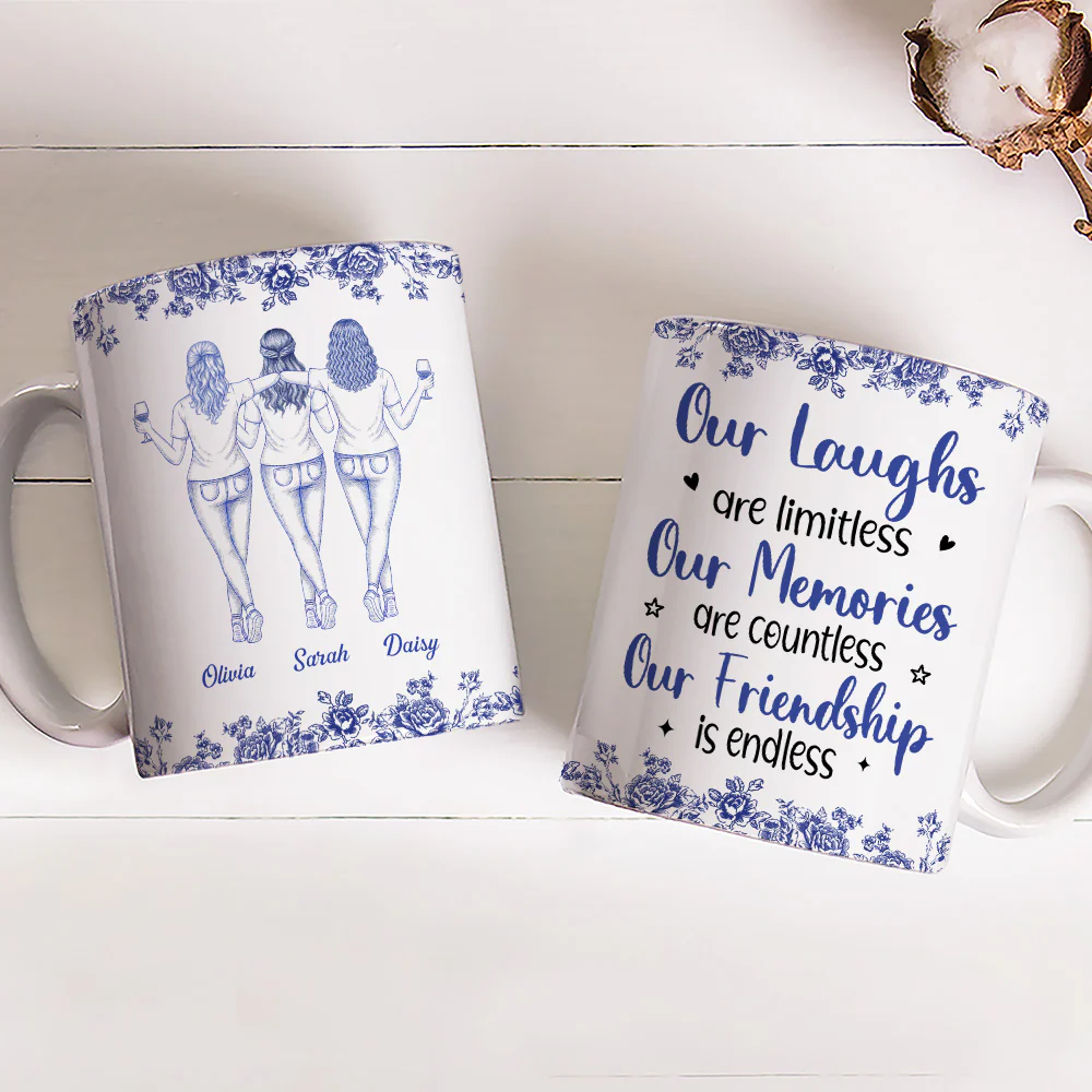 Our Laughs Are Limitless Blue Toile Ver 2 - Personalized Custom Coffee Mug - Image 3