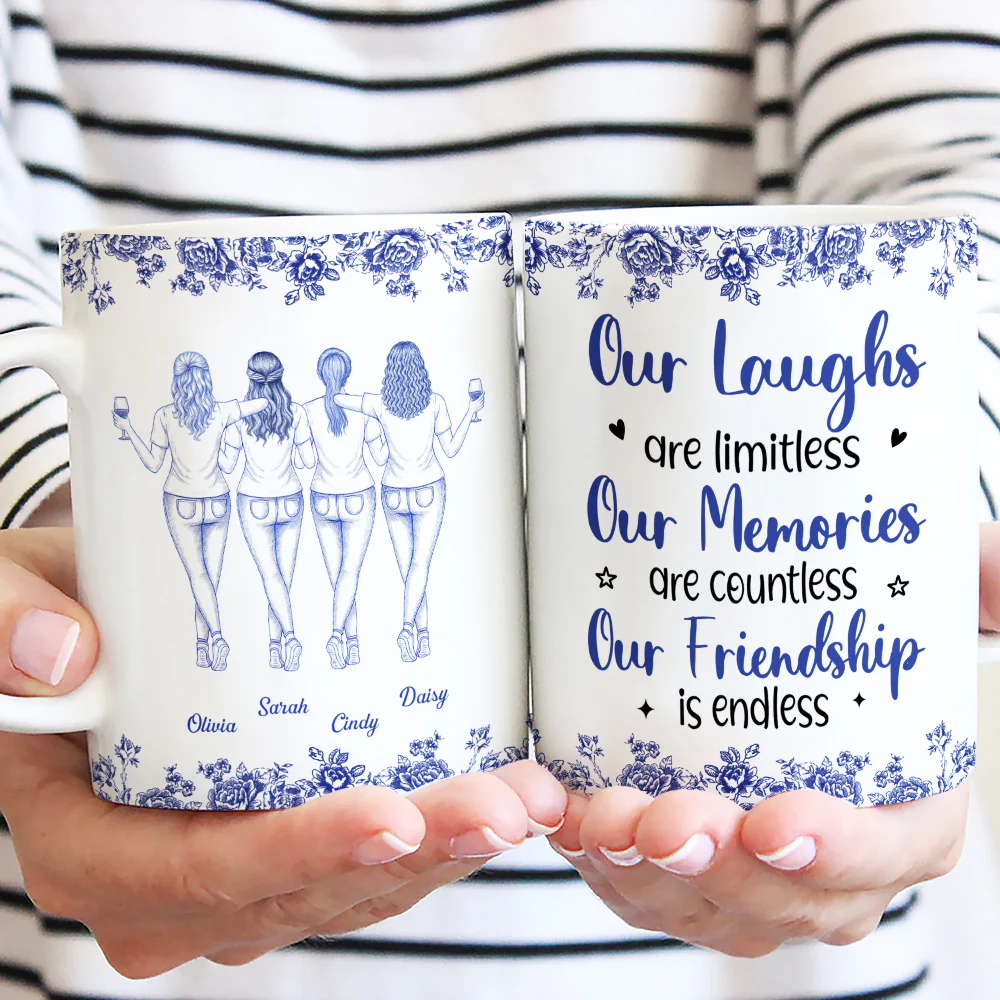 Our Laughs Are Limitless Blue Toile Ver 2 - Personalized Custom Coffee Mug - Image 4