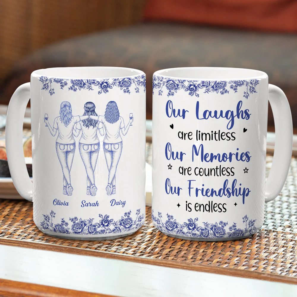 Our Laughs Are Limitless Blue Toile Ver 2 - Personalized Custom Coffee Mug - Image 6