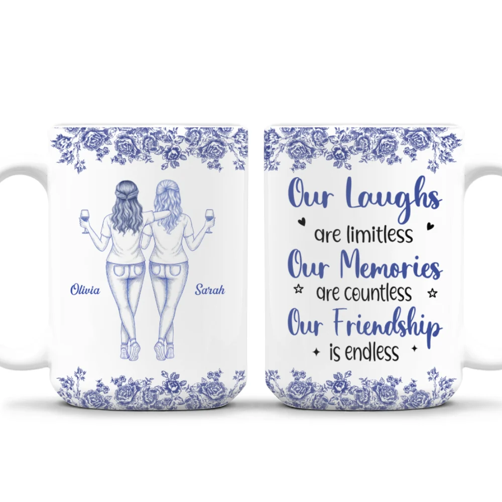 Our Laughs Are Limitless Blue Toile Ver 2 - Personalized Custom Coffee Mug - Image 8