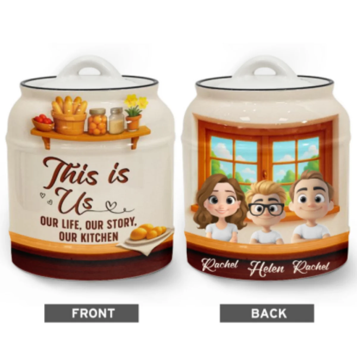 Our Life Our Story Our Kitchen - Personalized Custom Ceramic Jar - Image 4