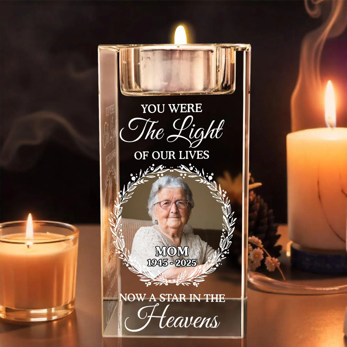 Our Light - Personalized Custom Crystal Candle Holder - Image 2