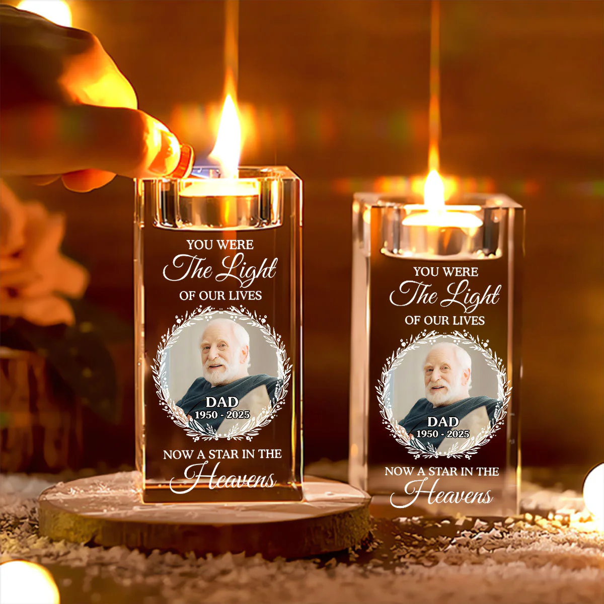 Our Light - Personalized Custom Crystal Candle Holder - Image 4