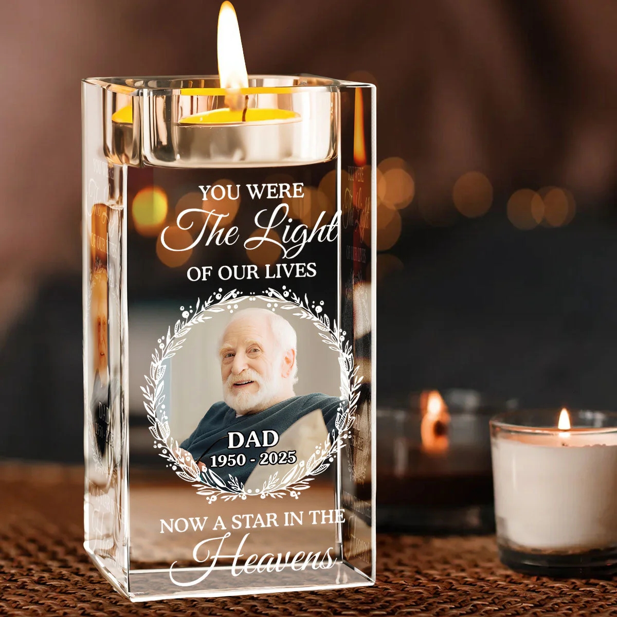 Our Light - Personalized Custom Crystal Candle Holder - Image 5