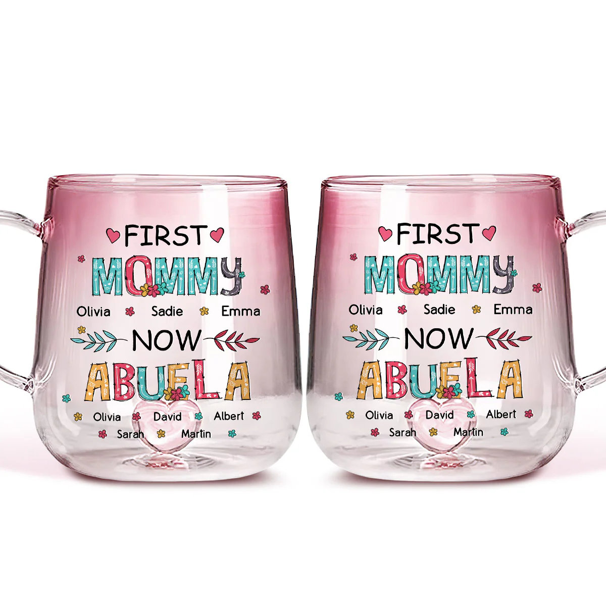 Our Love For You Is Unbreakable - Personalized Custom Pink Gradient Glass Mug - Image 3