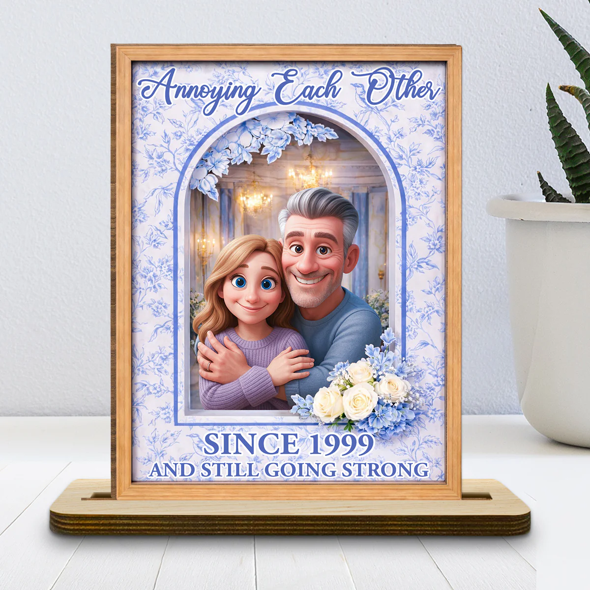 Our Love Our Journey - Personalized Custom 2-Layer Wood Plaque With Flat Base - Image 2