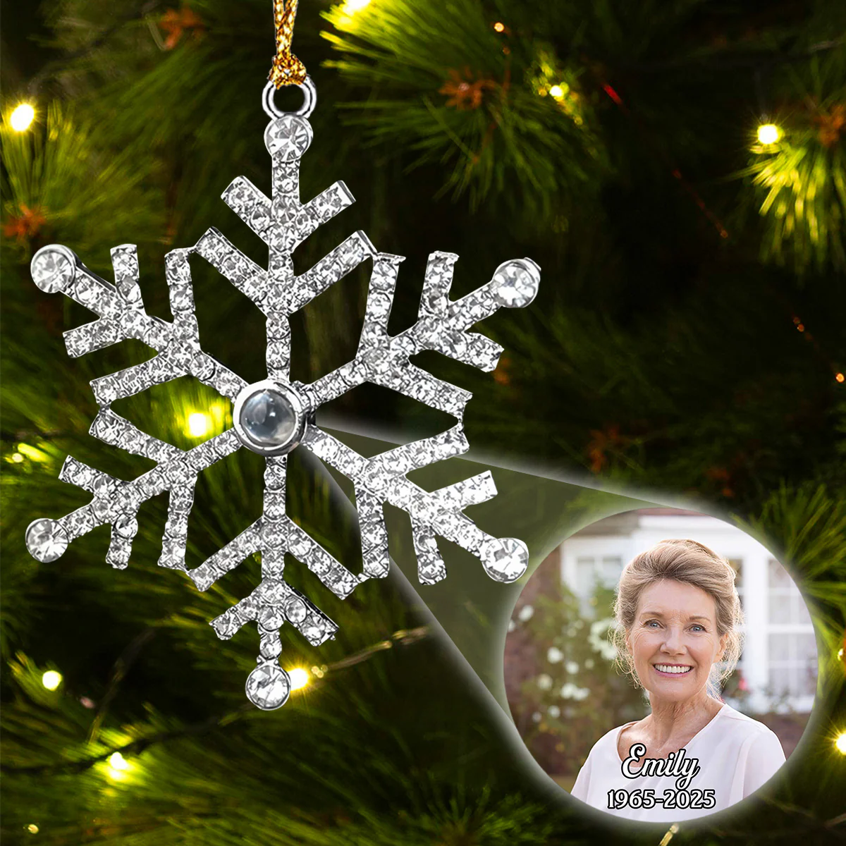 Our Loving Memory - Personalized Custom Photo Snowflake Projection Ornament - Image 4