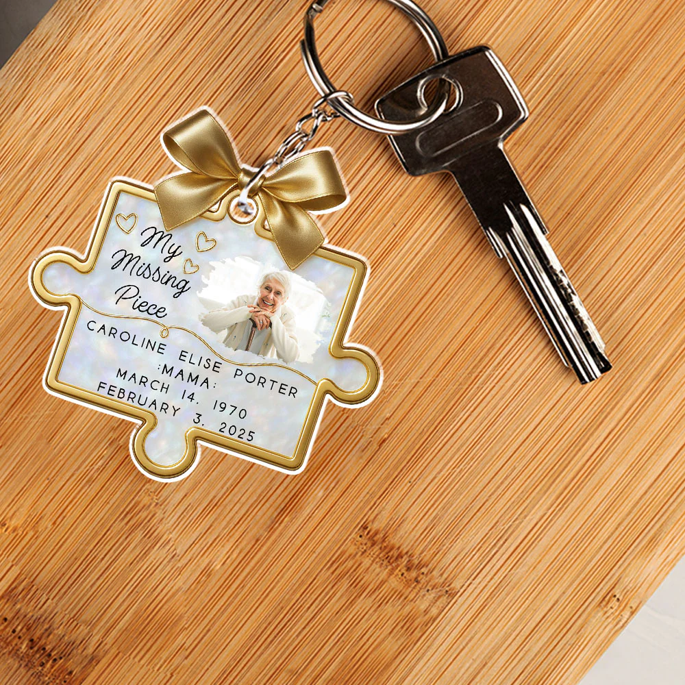 Our Missing Piece In Heaven - Personalized Custom Acrylic Keychain - Image 3