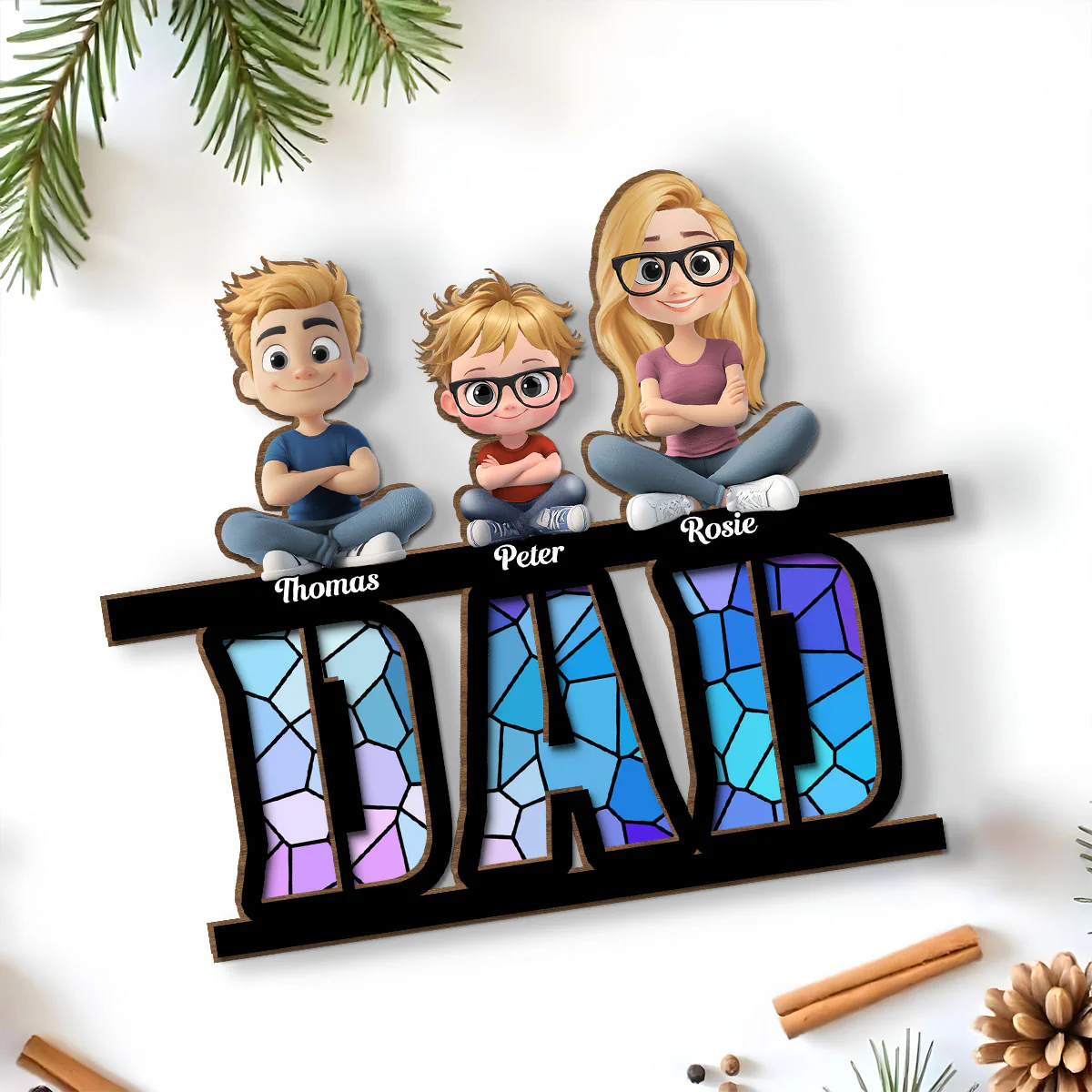 Our Father, Our Hero - Personalized Custom 2-Layer Wood Plaque With Flat Base - Image 5