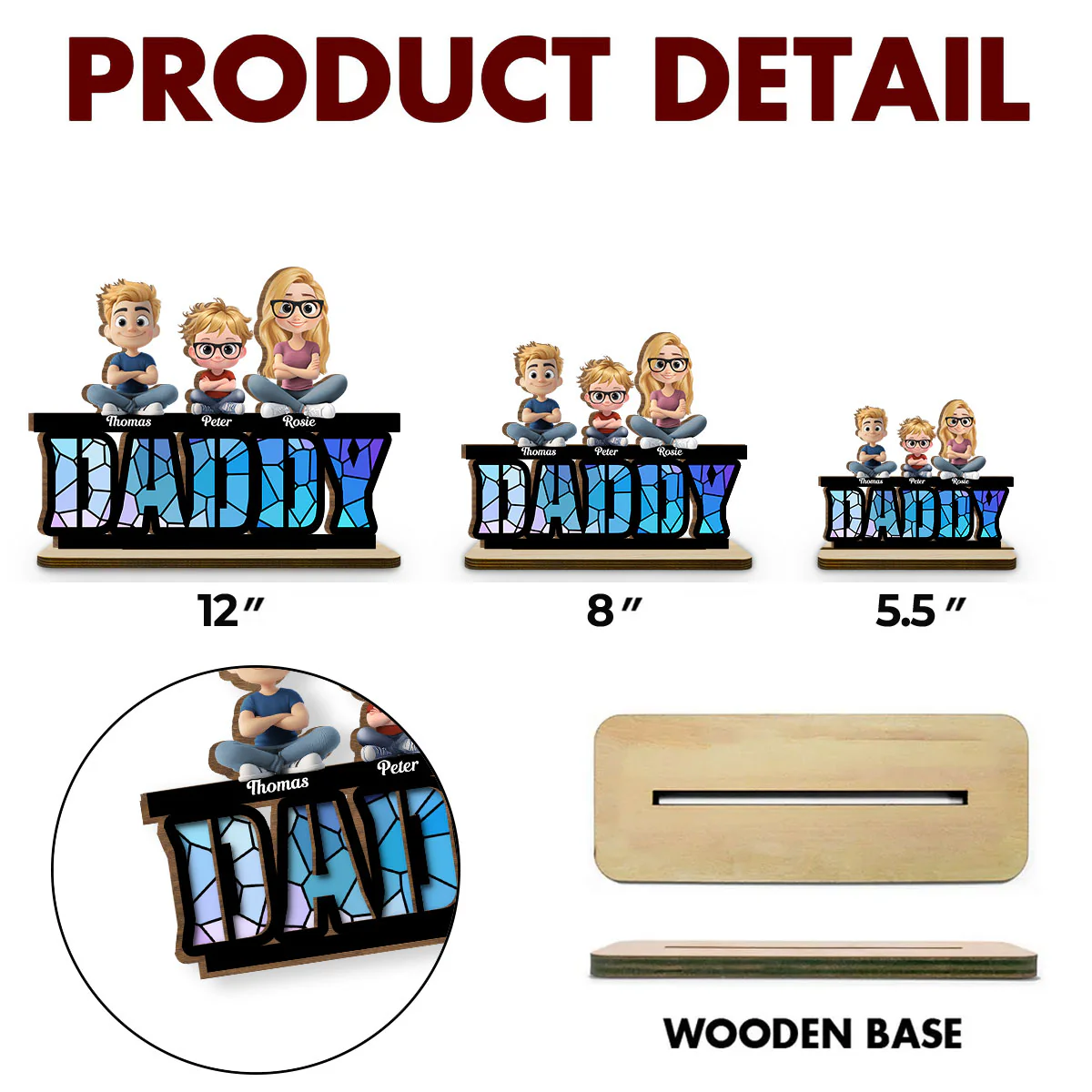 Our Father, Our Hero - Personalized Custom 2-Layer Wood Plaque With Flat Base - Image 6