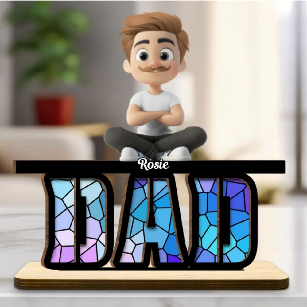 Our Father, Our Hero - Personalized Custom 2-Layer Wood Plaque With Flat Base - Image 7