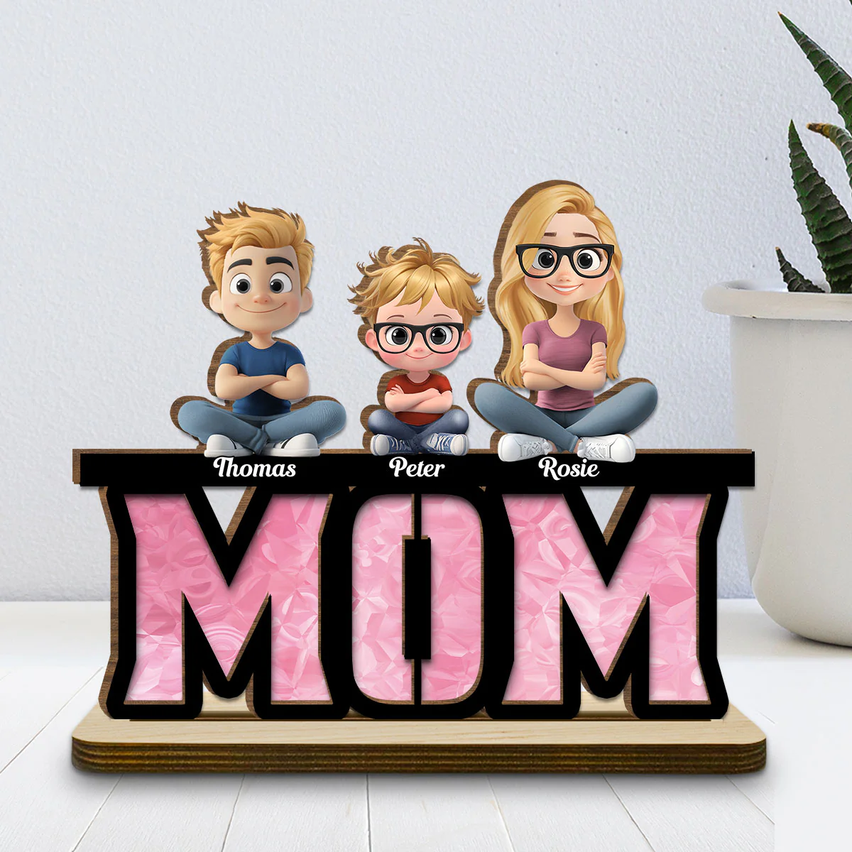 Our Mother, Our Sunshine - Personalized Custom 2-Layer Wood Plaque With Flat Base - Image 2