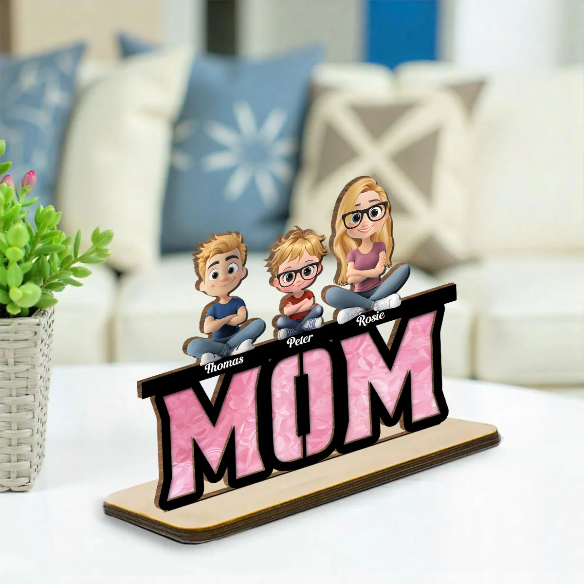 Our Mother, Our Sunshine - Personalized Custom 2-Layer Wood Plaque With Flat Base - Image 3