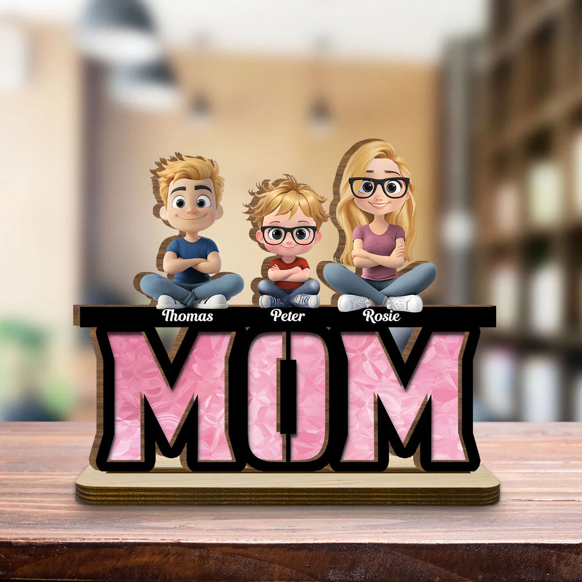 Our Mother, Our Sunshine - Personalized Custom 2-Layer Wood Plaque With Flat Base - Image 4