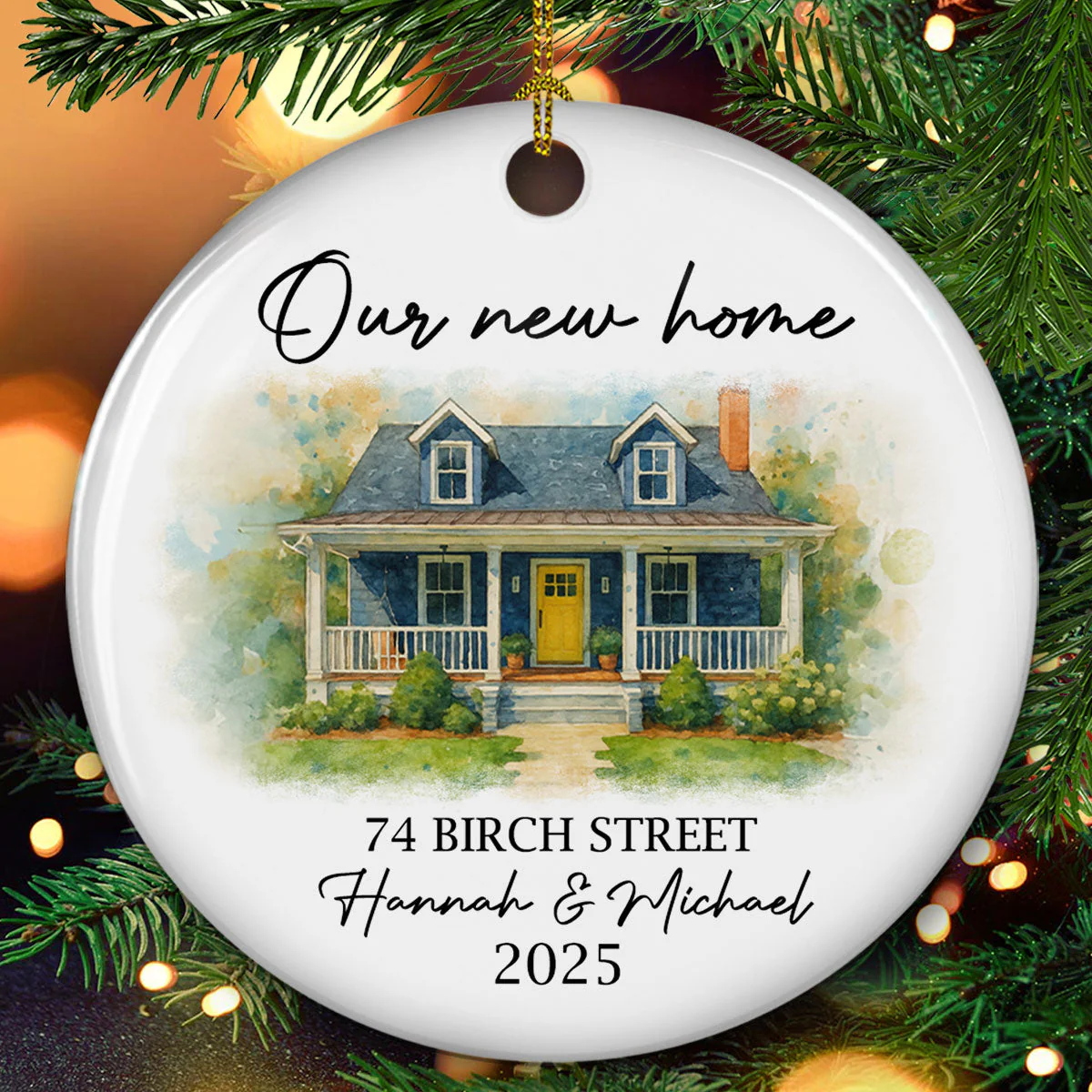 Our New Home 2025 - Personalized Custom Ceramic Ornament - Image 2