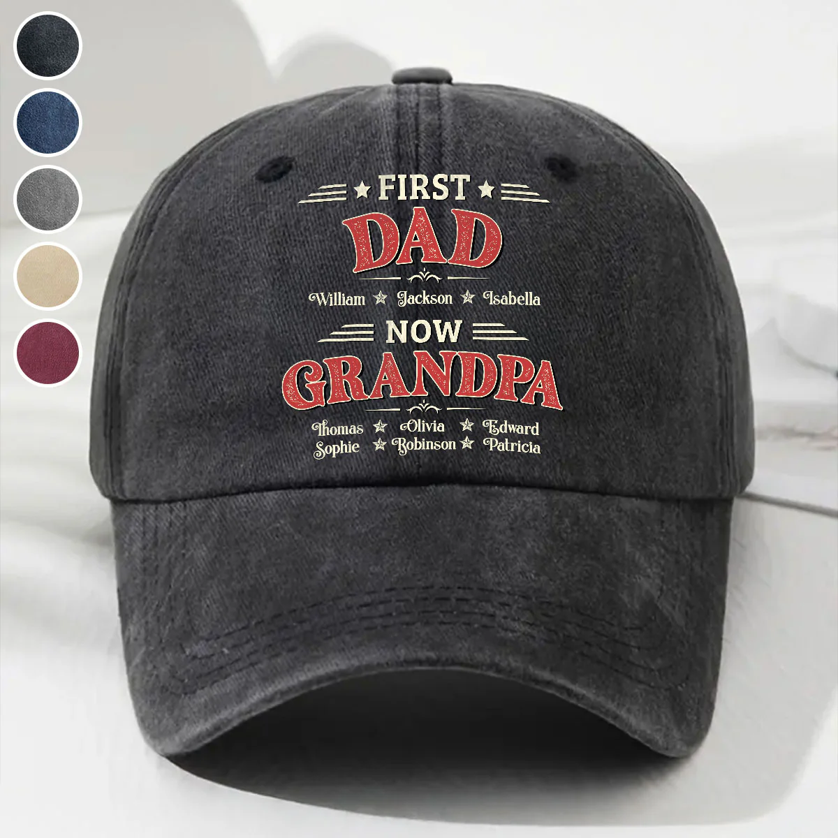 Our Papa - Personalized Custom Vintage Washed Denim Cap
