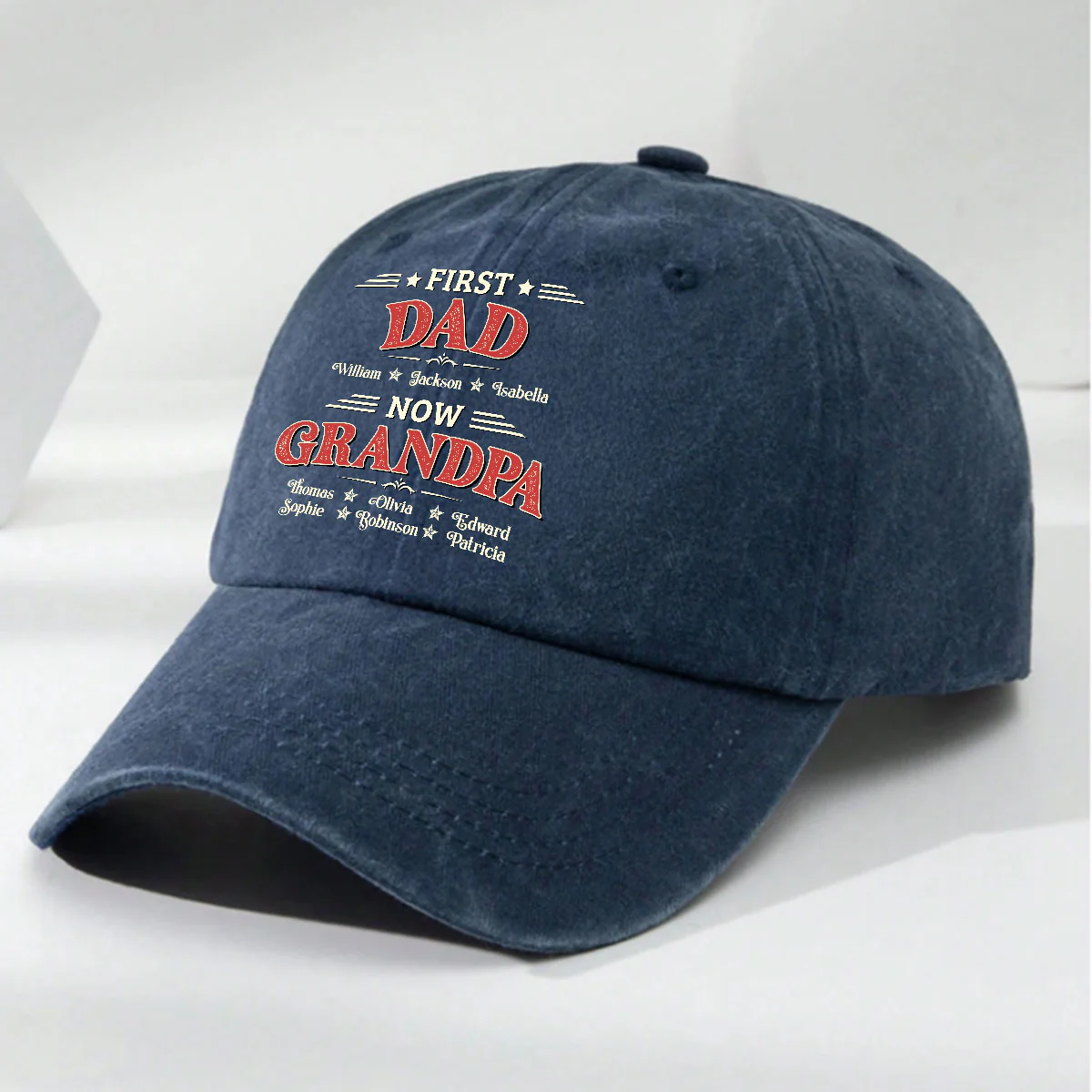 Our Papa - Personalized Custom Vintage Washed Denim Cap - Image 2