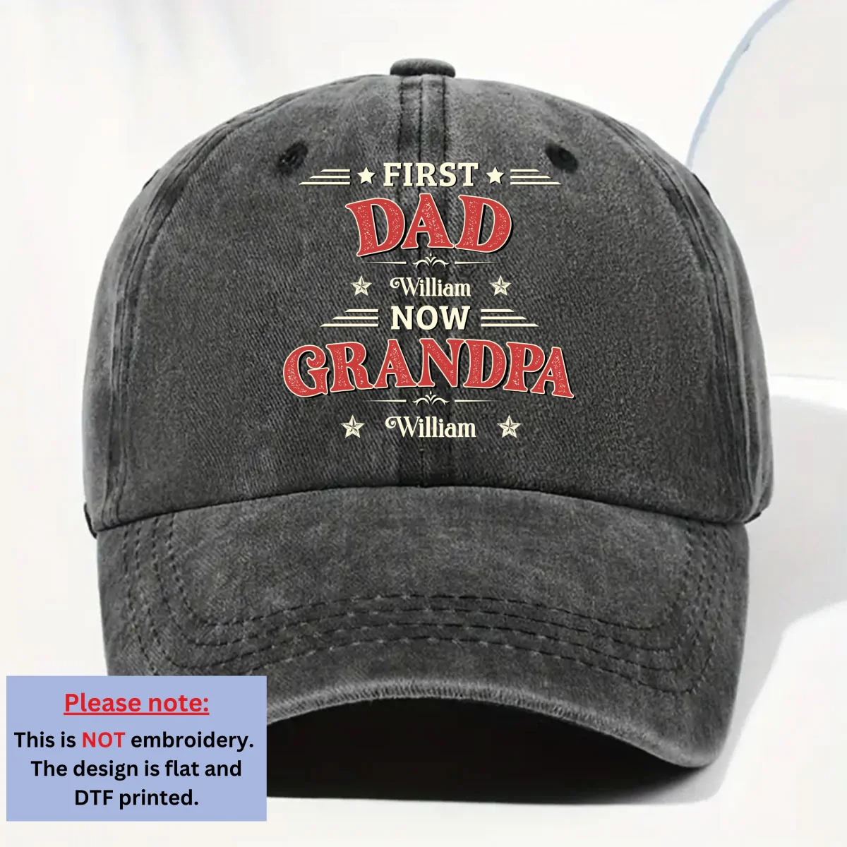 Our Papa - Personalized Custom Vintage Washed Denim Cap - Image 6